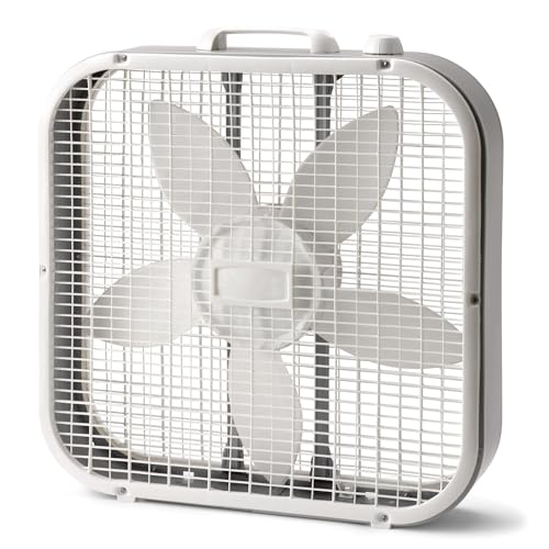 Classic 22.5-Inch Box Fan, 3-Speed Settings with Weather-Resistant Motor for Indoor and Outdoor Use, Quiet Operation, White, New