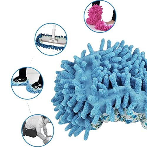 Washable Mop Slippers, Mop Shoes Dusting Slippers, Mops Socks Sweeping Cleaning Floor Cleaning Slippers Shoe Covers for Men Women Home Office Kitchen Floor Dirt Cleaning(Brown)3