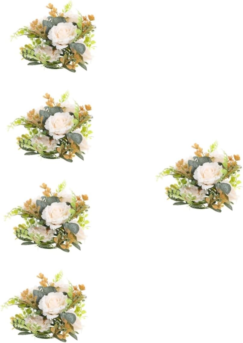 Cabilock Pack of 10 Candle Holders with Rose Garland Artificial Plant