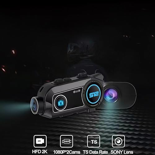 Miniatura 4 de Auriculares Bluetooth para motocicleta S12 con cámara dual 2K+1K gran apertura F2.0 disparo de 360 audio de alta resolución, sistemas de