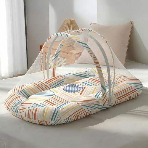 Image of StarAndDaisy 3 in 1 Baby Nest Mosquito net for Sleeping - Newborn, Mosquito net for Baby /Soft and Comfortable, Washable Cotton Design for 0-12 Months Baby (Check Print)