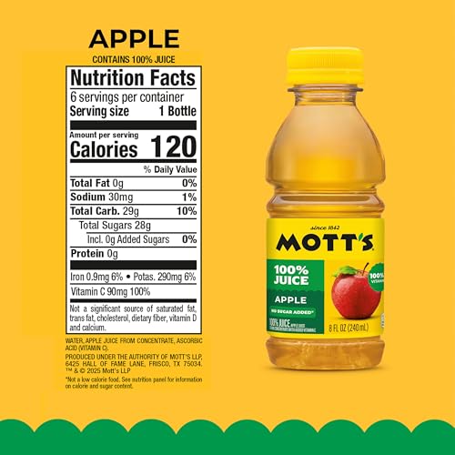 Image of Mott's 100% Original Apple Juice, 8 fl oz bottles, 6 pack