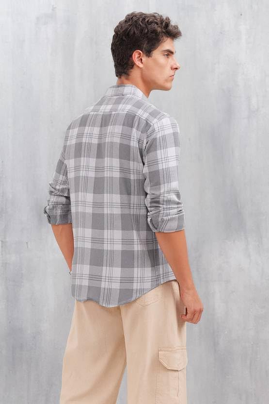 Image of S-LINE Men Full Sleeve Check Cotton Shirt /Shirt for Men