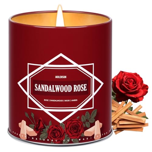 Valentine's Day Gifts - Sandalwood Rose Scented Candle, Candles for Home Scented, 9 oz Soy Wax...