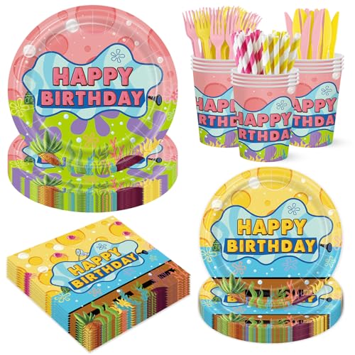 Cartoon Party Supplies for kids Cartoon Themed Birthday Party Peanuts Party Decorations Disposable Tableware Set With Plates Cups Napkins & Cutlery for 20 Guests