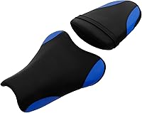 Vista 11 de TCT-MOTORPARTS Cojín de asiento del conductor y del pasajero para Suzuki GSXR1000 GSXR-1000 2005-2006 05 (negro + azul #7)