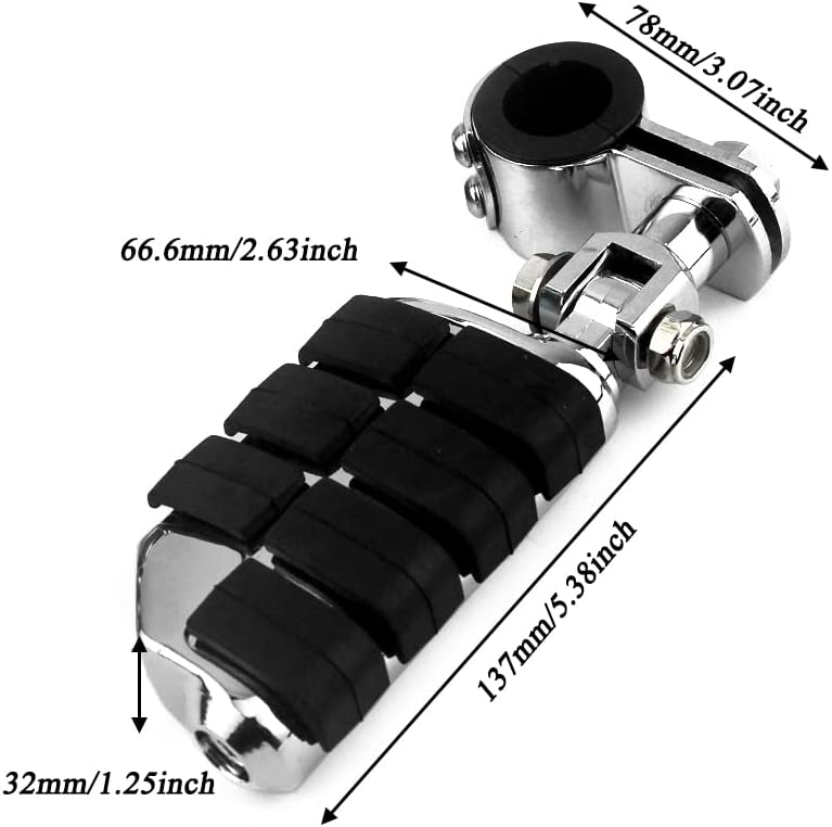 Motorcycle Highway Pegs Footrest with Mount Bracket Clamp Kit Footpegs Fit for Harley Touring Road Glide Street Glide Electra Glide Road King With 1.25",1" tube frame
