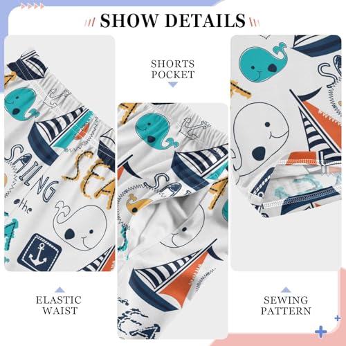 ZZXXB Sea Sailing Ship Boys Long Pants Soft Trousers Elastic Waist Kids Lounge Bottoms with Pockets S-XL4