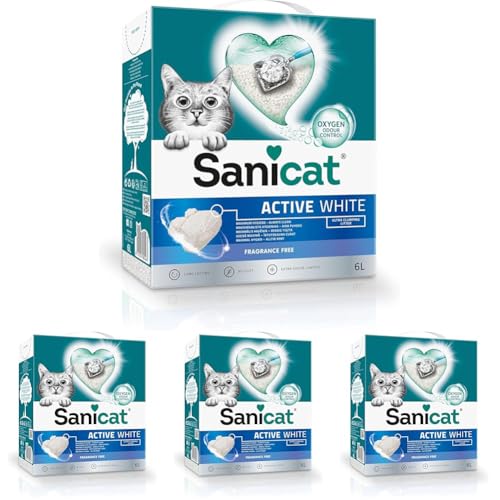 Sanicat - Lettiera per Gatti Agglomerante Senza Profumo | Realizzata con minerali Naturali con Controllo degli odori garantito | Assorbe l'umidità e facilita la Pulizia | capacità di 6 L