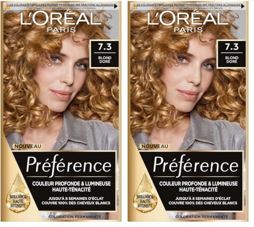 L’ORÉAL PARIS - Coloration Cheveux Permanente - Longue Durée & Lumineuse - Couvre 100% des Cheveux Blancs - Préférence - Nuance : Floride (7.3), Blond...