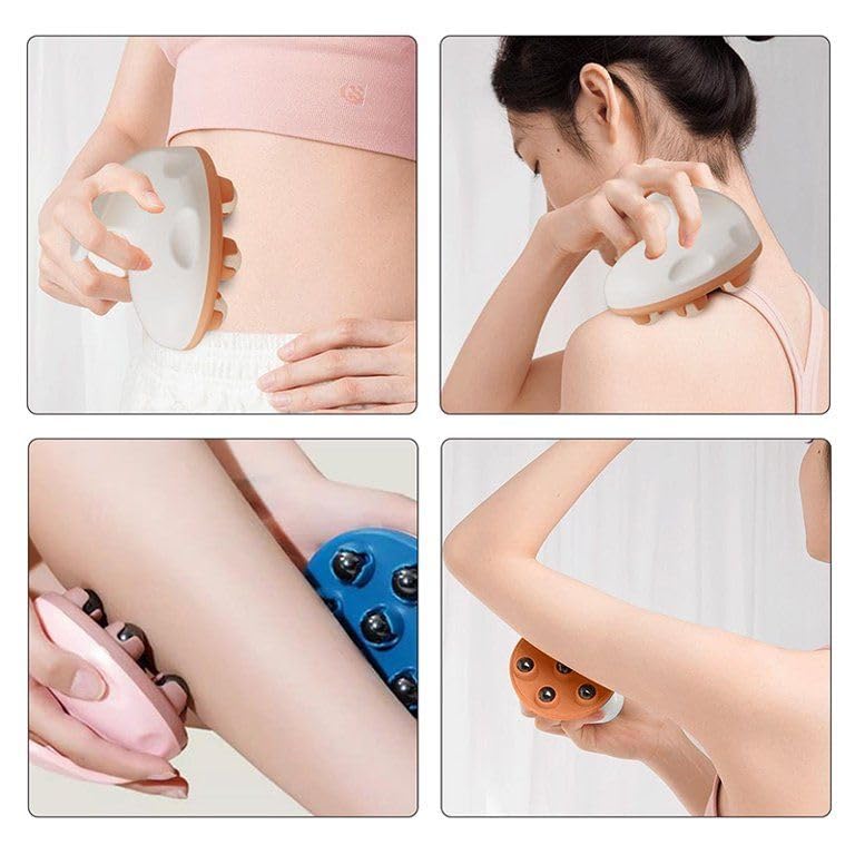 Kunya Hand Held Massager, Full Body Massage Tool with Roller Ball Massager Manual 360-degree-roller for Muscle Back Neck Joint Foot Shoulder Leg Pain Relief Multicolour (Pack of 1)