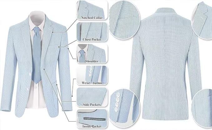 Seersucker Mens 2 Piece Prom Suit Slim Fit Linen Sear Sucker Summer Suit for Men Blazer Pants Set Wedding Tuxedo4
