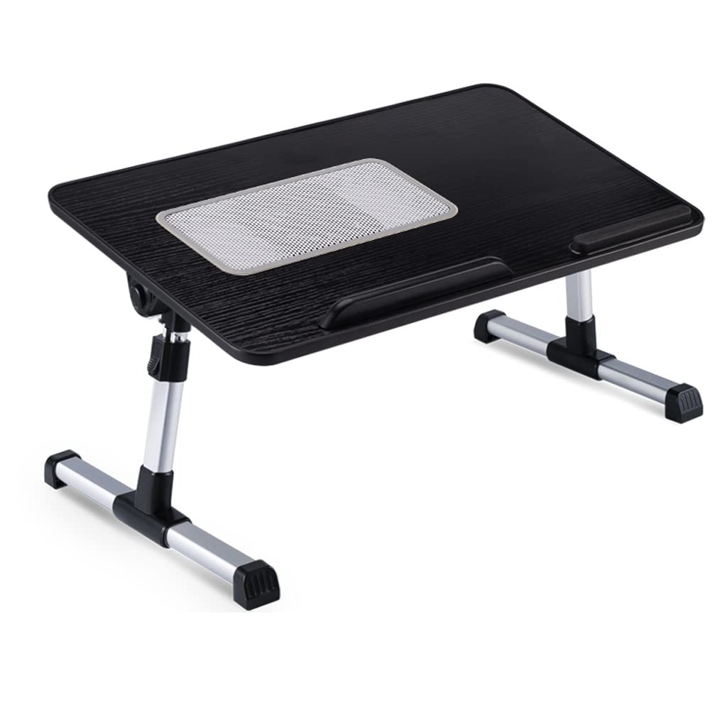 Adjustable Laptop Stand Bed Desk,USB Cooling Fan/Soft Hand Rest/Folding Leg Portable Bed Tray Table,Dining Work Writing Write (Black 20.9inchs)