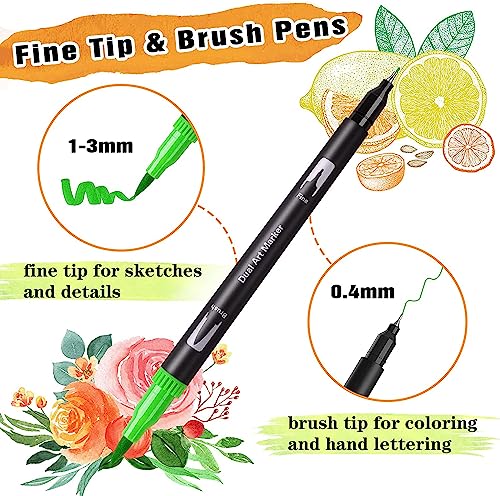 Image of Corslet 36 Colors Dual Tip Colored Brush Pens Art Marker Set Fine Point Calligraphy Markers for Artists Pen Set Journal Pens for Adult Coloring Books Alchol Markers Set (Set of 36)