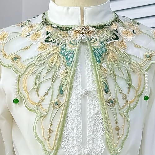 Chinese Vintage Embroidery Butterfly Yunjian Shawl Wrap Pearl Beaded Tassels False Collar Scarf For Girls Dresses3