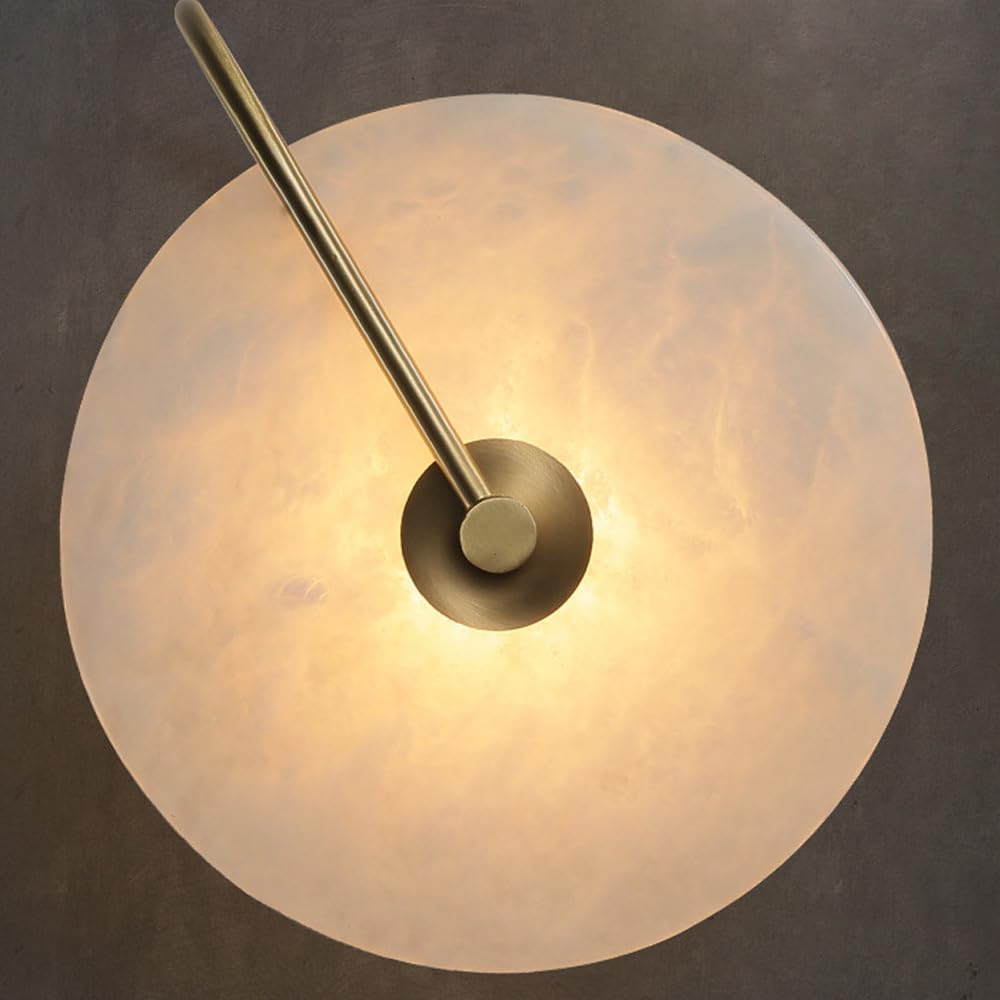 Apliques de Pared Modernos, lámpara de alabastro Redonda de latón, lámpara de mármol de Mediados de Siglo, Montaje en Piedra de mármol, tocador de baño, Accesorios de alabastro par