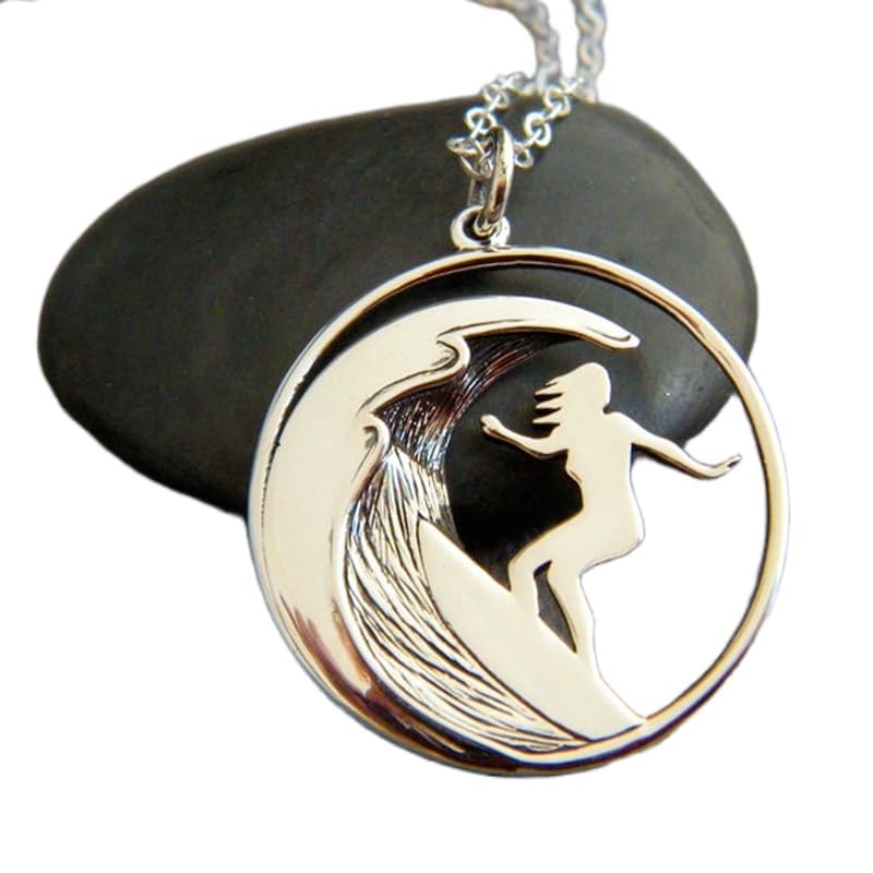 Collier surfeur argent chaîne 45 cm, une idée cadeau d'été pour femme