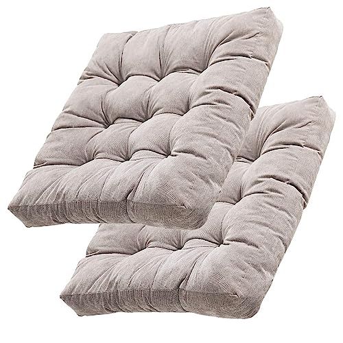 PIPOEI Cojines de Suelo 55x55x12cm, Espesar Cojines de Asiento Almohadillas Silla Pana, Cuadrada Copetudo Almohadilla para Estudiante Jardin Oficina Tatami Silver Grey