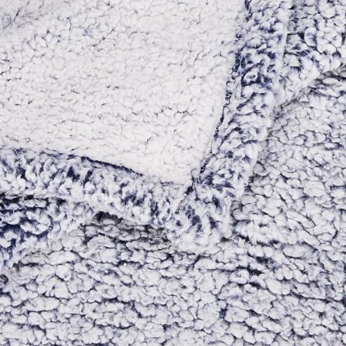 Image of amazon basics Polyester Double Bed Sherpa Blanket (270 GSM) | Single Layer (Navy Blue)
