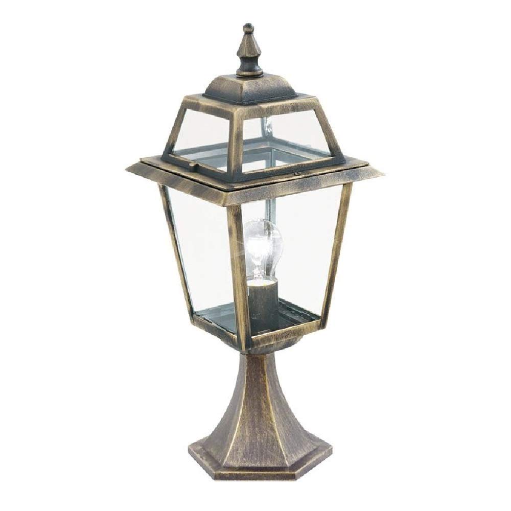 Searchlight Outdoor Black Gold Searchlight 1524 New Orleans Outdoor Traditional Lantern Post Pedestal Light | Ip44 Exterior Rating | Ideal For Gardens - Driveways - Patio Lighting | Free Air Freshener Promo