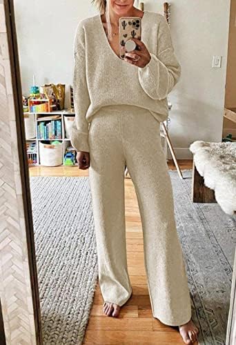 Angeline™ Comfortable Set | V-Neck Sweater and Wide-Leg Ribbed Pants