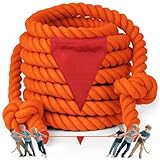 X XBEN Tug of War Rope with Flag for Kids 20FT, Teens and Adults, Soft Cotton Rope Games for Team Building Activities, Family Reunion, Birthday Party