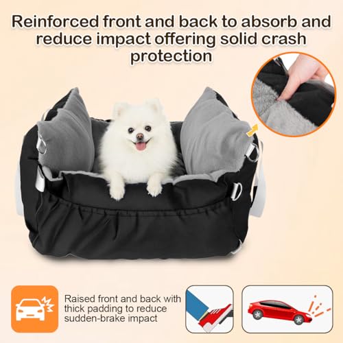 SIVEIS 3-in-1 Hundesitz fürs Auto & Reisebett für kleine Hunde – Tragbarer Autositz mit erweiterbarer Liegefläche, gepolstertem Kissen, für Vorder- oder Rücksitz, innen & außen
