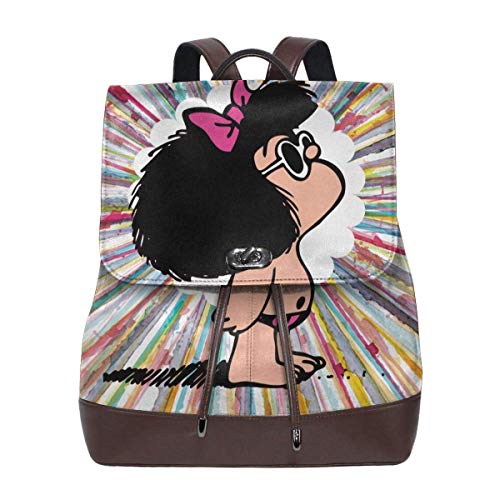 Flyup Toda Mafalda Moda Mujer Mochila Monedero Impermeable Nylon PU Cuero Antirrobo Ligero