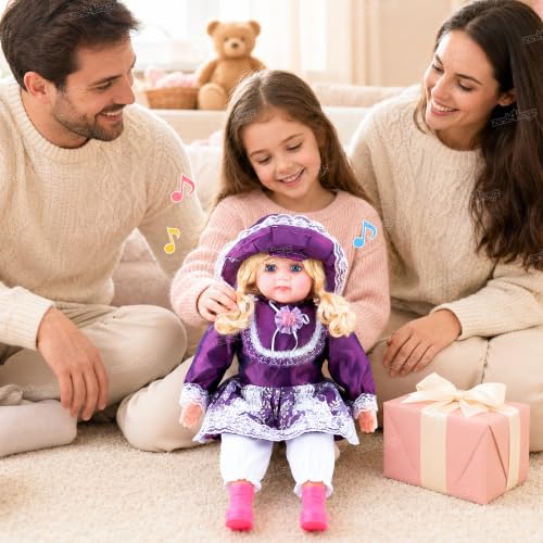 Image of Zest 4 Toyz Musical Doll Singing Rhyming Soft Stuffed Push Touch Sensors Doll Toy for Baby Girl - Purple
