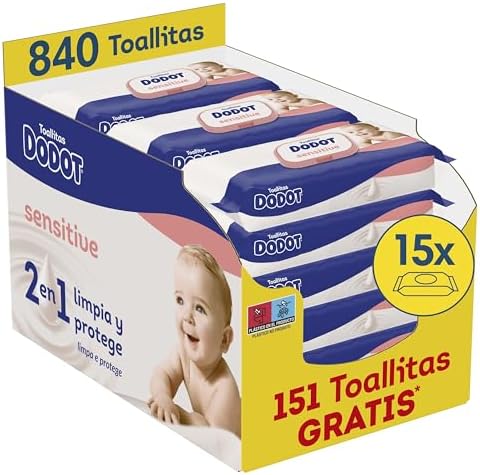 Dodot Toallitas Sensitive para Bebé, 15 Paquetes De 56 Unidades =...