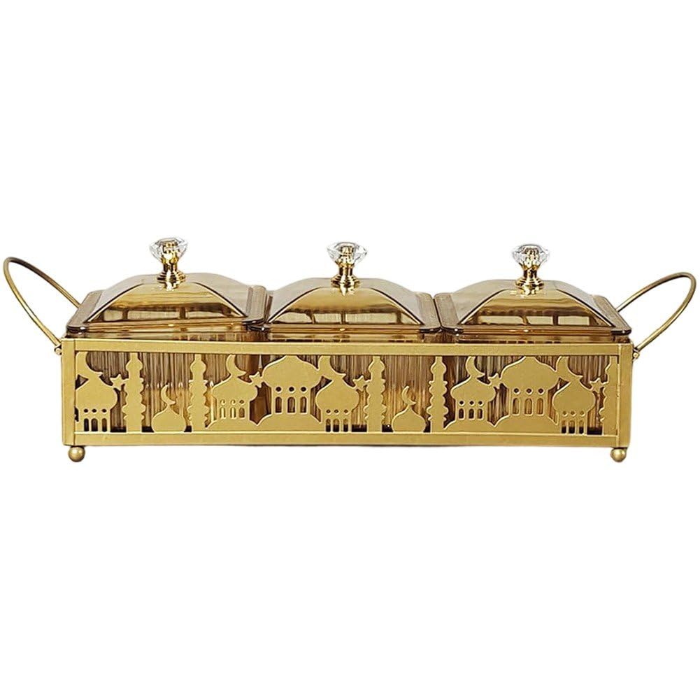 Baokuan L Ramadan Tray With Id Eid Mubarak Dinner Plate Tray Serving Tray Muslim Islamic Dessert Tray Tableware Candy Pastry Dessert Display Holder Storage Container