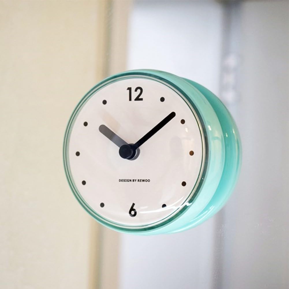 Reloj de pared silencioso de cuarzo con ventosa, 7,5 cm, impermeable, antivaho, pequeño reloj de espejo de baño para ducha, cocina, cocina, uso con soporte de ventosa y esfera para leer, hogar