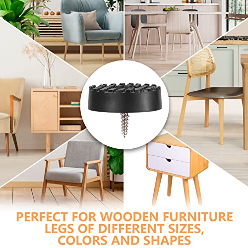 Screw-On Rubber Feet For Furniture - 32Pcs Floor Protector For Chair Leg - 0.95" Sturdy Feet For Cutting Board Non Slip - Black Furniture Pad For Hardwood Floor - Durable Furniture Rubber Bumper #TOP6