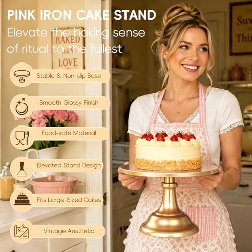 3 Pcs Metal Cake Stand, Cake Pop Stand with Durable & Stable Design, Tall Cake Stands for Dessert Table, Perfect Display for Wedding, Party, Birthday, Baby Shower (Gold) by NIANDAIXIU - Image 4