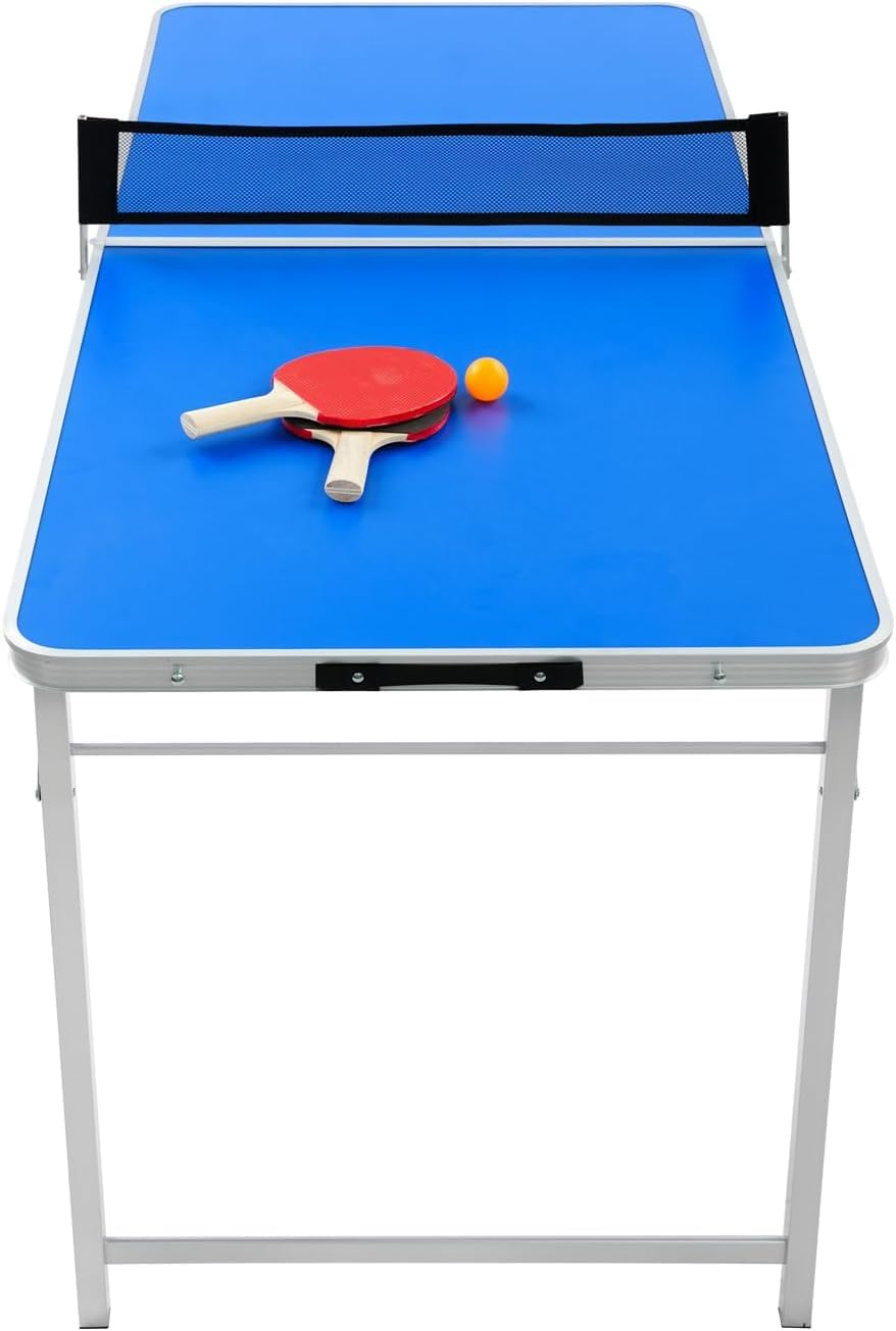 Tavolo da Ping Pong Portatile Pieghevole per Esterno Tavolo da Ping-Pong con 2 Racchette e 3 Palline, per Casa, Sala Divertimento, Scuola, Esterno, Interno