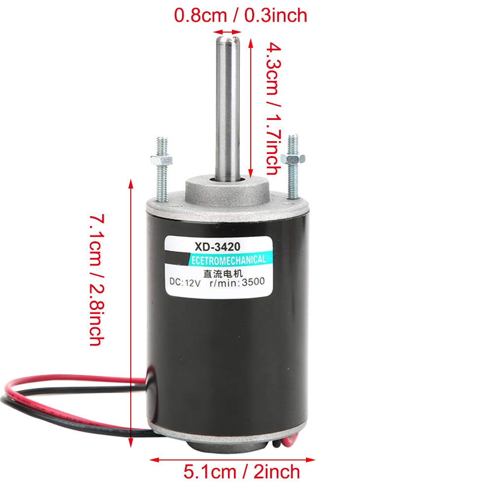 Permanent Magnet DC Motor High Speed 12V/24V 30W Brush DC Electric Motor, CW CCW Control, with Super Smooth Drive for Cotton Candy Machine, Grinding Machine (12V3000 rpm)
