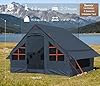 Tenda gonfiabile con pompa, 4-6 persone, tenda da campeggio glamping casa, facile set up Blow Up tenda familiare per 4 stagioni, tenda gonfiabile impermeabile per campeggio con finestra a rete.