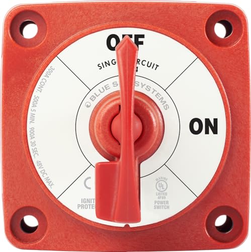 Image of Blue Sea Systems On /Off Battery Isolator Switch With Locking Key, Red, 6004 m‑Series