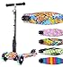 BOLDCUBE Enfants Trottinette à 3 Roues - Idéale pour Les Enfants de 5 Ans et Plus - Pliable et Poignées Réglables - avec Roues à Del Lumineuses - Cadeaux pour Enfants Anniversaire et Noël (Graffiti)