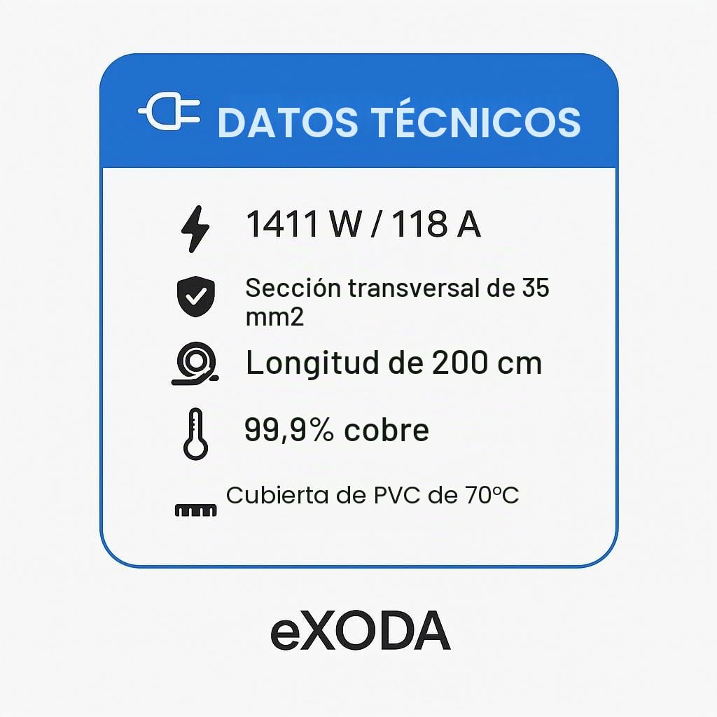 Exoda juego de cables de batería 35 mm² 200 cm M8 con grabado