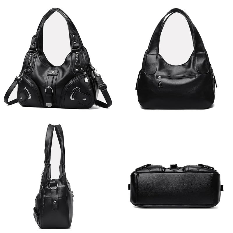 Borsa Bauletto con Tracolla da Donna in Pelle Sintetica Sacchetto Hobo Borsa a mano Borsa a spalla Borse Manici Lunghi Donne Borsetta Borse a tracolla Bianco