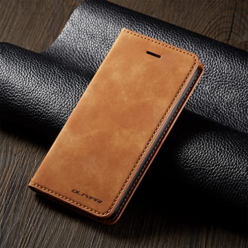 Qltypri Iphone 6 Iphone 6S Case, Premium Pu Leather Cover Tpu Bumper With Card Holder Kickstand Hidden Magnetic Adsorption Shockproof Flip Wallet Case For Iphone 6 Iphone 6S - Brown #TOP6