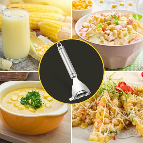 Image of Stainless Steel Corn Peeler Tool - Heavy Duty Corn Cob Stripper, Fast Kernel Remover, Sharp Serrated Blade, Ergonomic Non-Slip Grip Kitchen Gadget