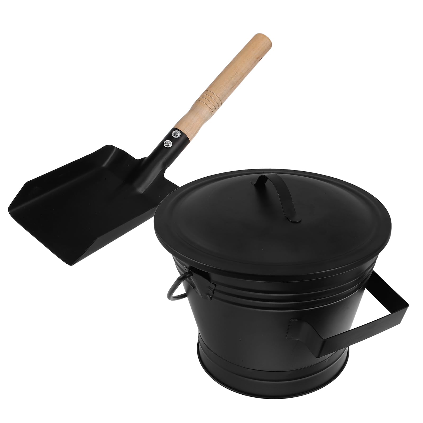 ULTECHNOVO Set Secchio per Cenere della Stufa con Coperchio in Metallo e Pala, Contenitore Resistente al Calore con Maniglia Ergonomica, Kit Utensili per Pulizia Caminetto Uso Interno