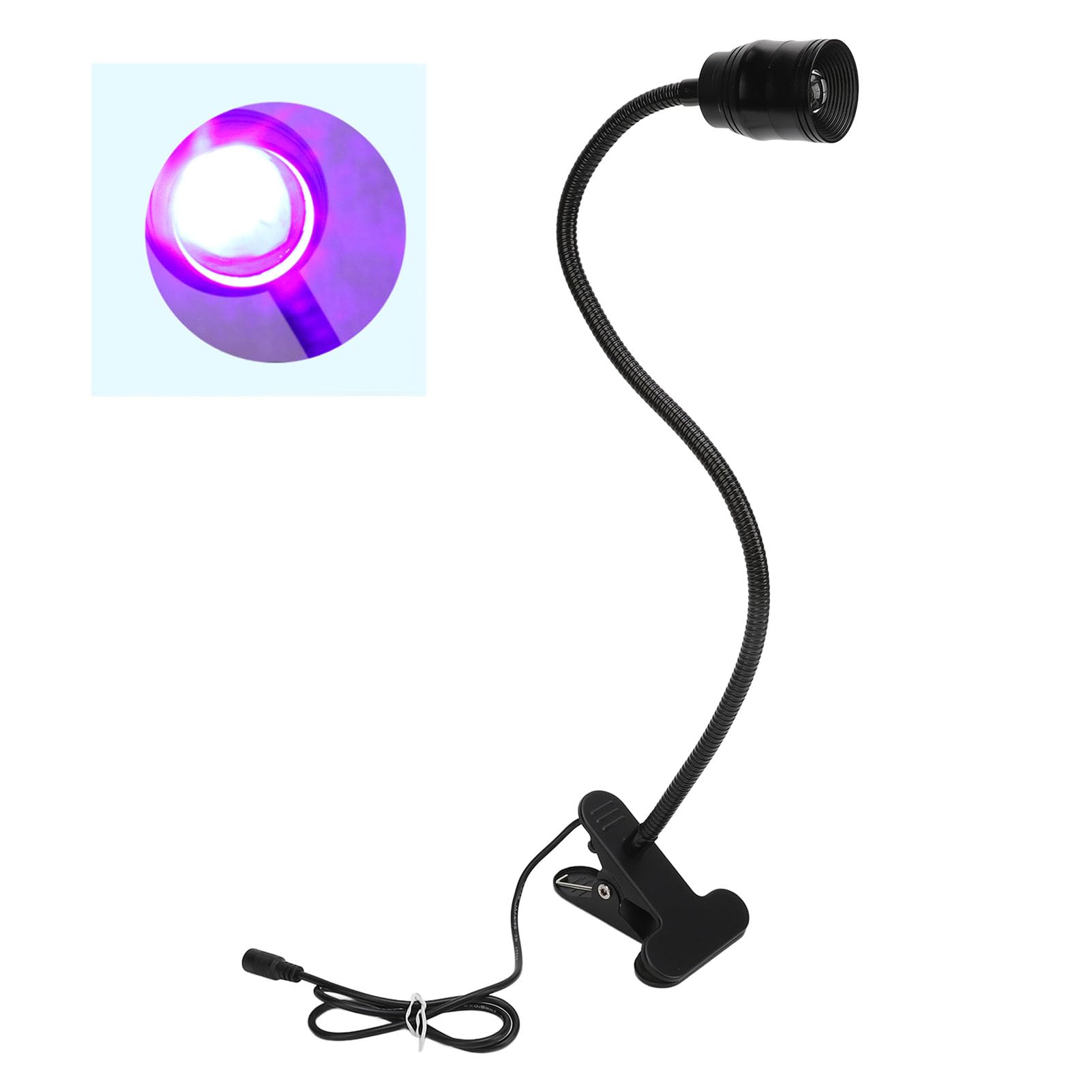 UV Lampe für Wimpernverlängerungen, UV Lampe für Gelnägel mit Fußpedalsteuerung und Klemme, Gel UV Schwanenhals Nagellampe, Aushärtender UV Wimpernkleber, UV Licht für Gelnägel