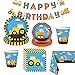 Formemory 58-teiliges Party Set - Baustelle - Kindergeburtstag mit 8 Kindern: Teller Becher Servietten Partytüten Banner, u.v.m. Konstruktion Party Geschirr Set Party Favors für Jungs Geburtstag Deko