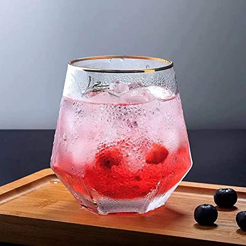 Image of Golden Rim 350 ML Water & Juice Drinking Glasses Set of 6 Vintage Glassware Set for Juice, Cocktail, Mocktail,Whisky All Beverages Everyday Uses for Gift (6, MT-21)