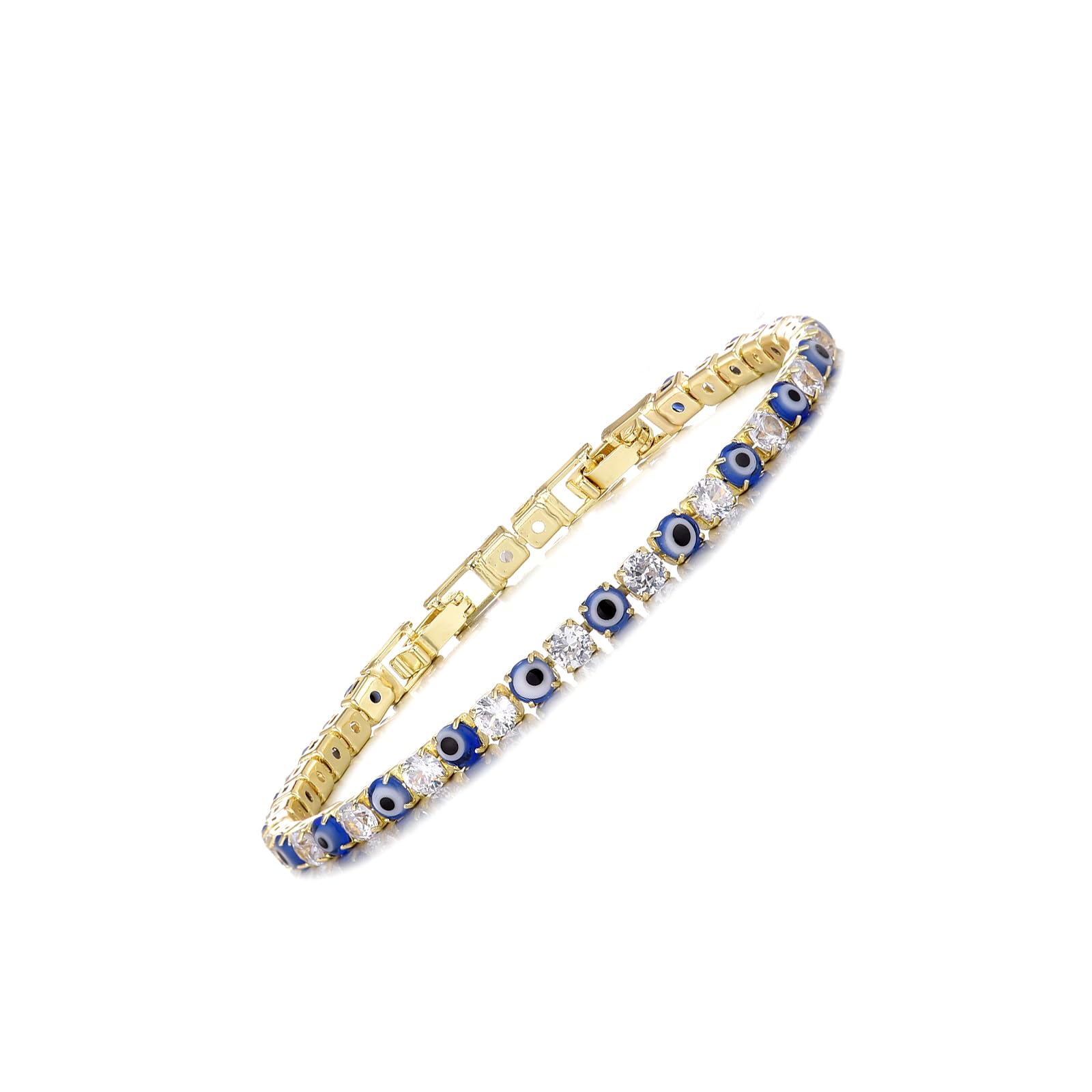 UOOANUO Evil Eye Bracelets for Women 18K Gold and Silver Filled with 4MM Cubic Zirconia Tennis Bracelet Evil Eye Jewelry