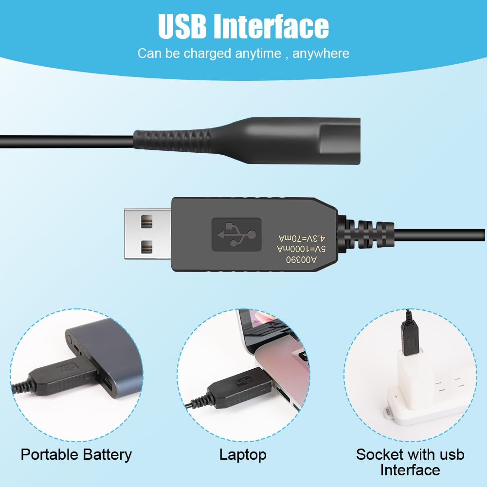Caricatore Rasoio 12V 1000mAh Con Cavo USB e Spazzola - Alimentatore Per Braun Rasoio Elettrico Series 9 7 5 4 3 2 1