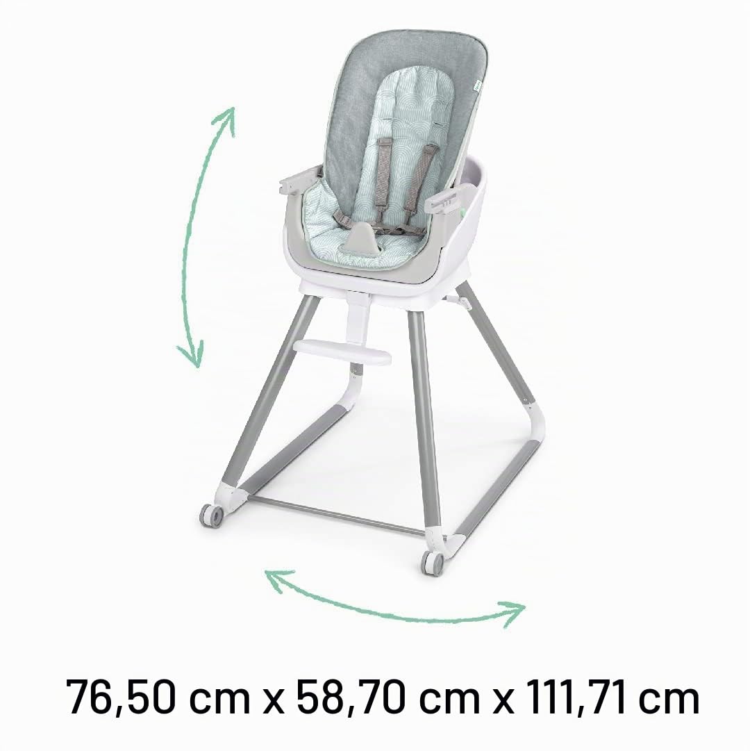 Ingenuity, seggiolone evolutivo Beanstalk 6-in-1, seggiolone alimentazione con vassoio rimovibile e seggiolino di rialzo per bambini con vibrazioni rilassanti e arco di gioco, 0-5 anni, Ray